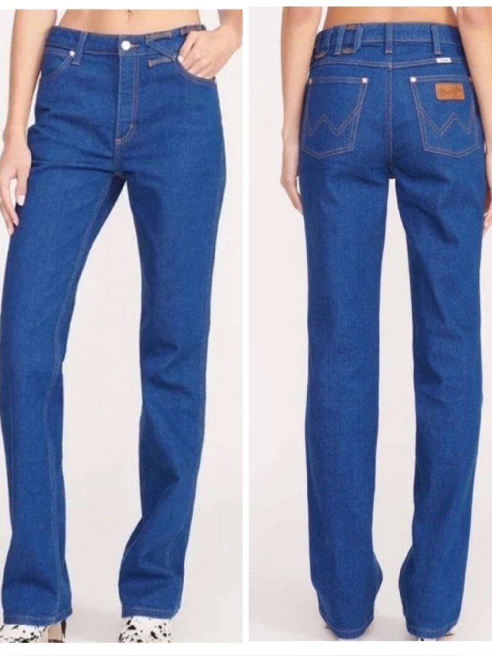 STAUD Classic High-Rise Straight-Leg Jeans in Medium Blue